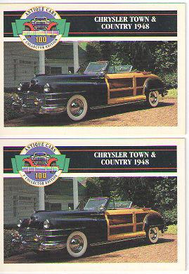 1948 chrysler convertible baseball card sized cards - lot of 2 - must see !!