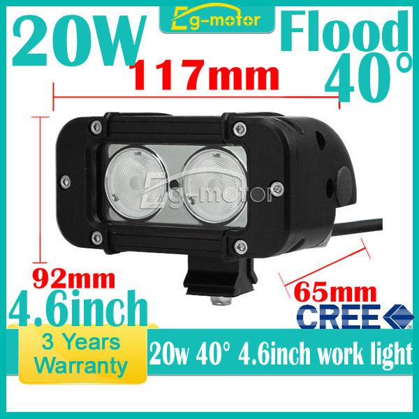 20w cree led 40 degree flood beam work light offroad lamp car truck boat suv 4wd