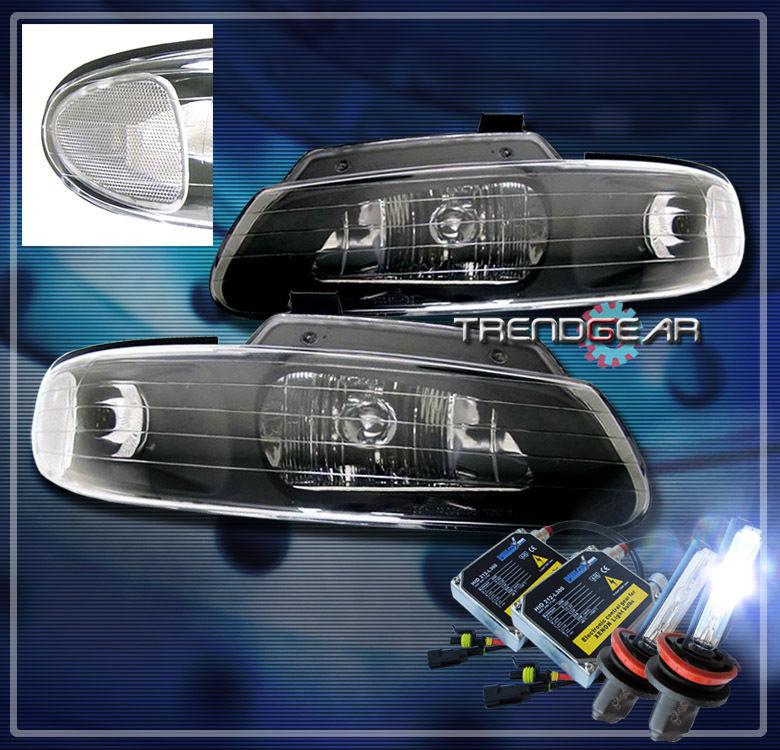 96-00 grand caravan town country voyager crystal headlight+hid 8k black 97 98 99