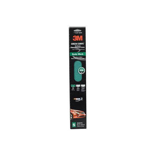 3m 36 grit green corps 2 3/4" x 17.5" clipon sandpaper sheet 5 in a box 32222