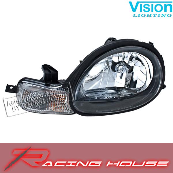 L/h headlight driver side lamp kit unit w/black bezel 2001 dodge neon new