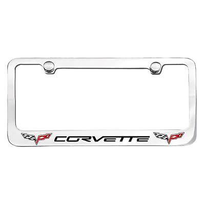 Ghh license plate frame brass chrome c6 style corvette script logo ea