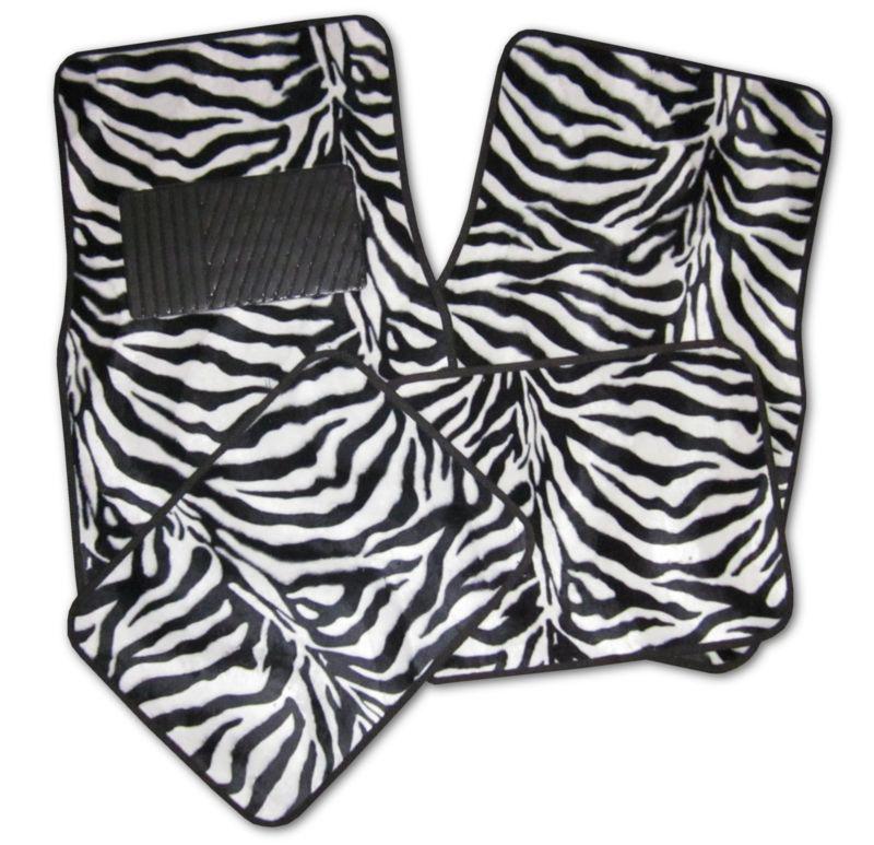 New white black zebra car truck auto interior floor mats set #1