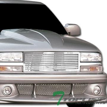 Chrome honrizontal front hood bumper grill grille 98-04 chevy s10 blazer/truck