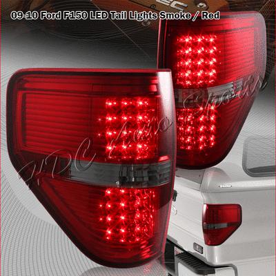 2009-2011 ford f150 pickup trucks chrome housing smoke red lens tail light lamps