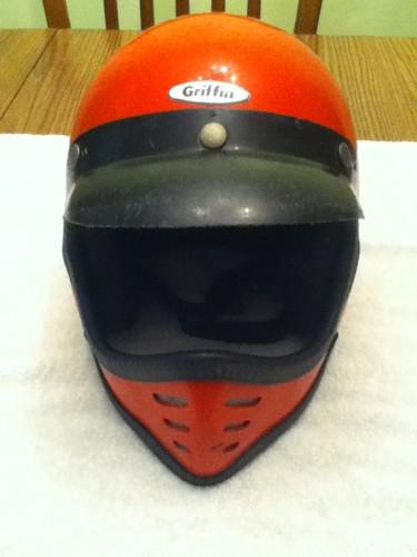 Vintage griffin motorcycle helmet redyouth xl racing helmet