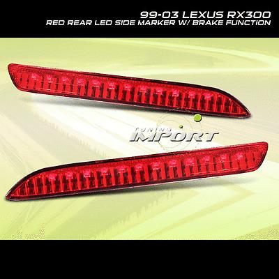 Red bumper reflector lens led tail lights brake lamps 99-03 lexus rx300 toyota