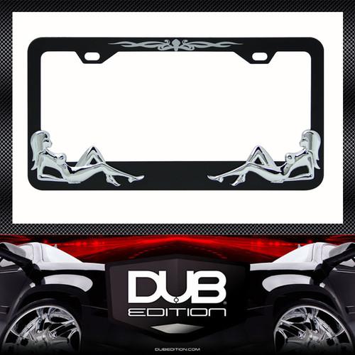 3d black lady girl license plate frame f-150 f-250 titan sierra tundra