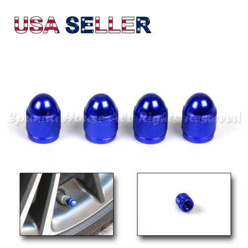 Bullet head! 4x usa anodized blue aluminum metal tire valve stem caps upgrade