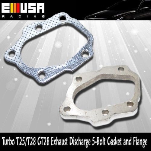 Turbo t25/t28gt28exhaust discharge 5-bolt gasket &amp; flange new 1