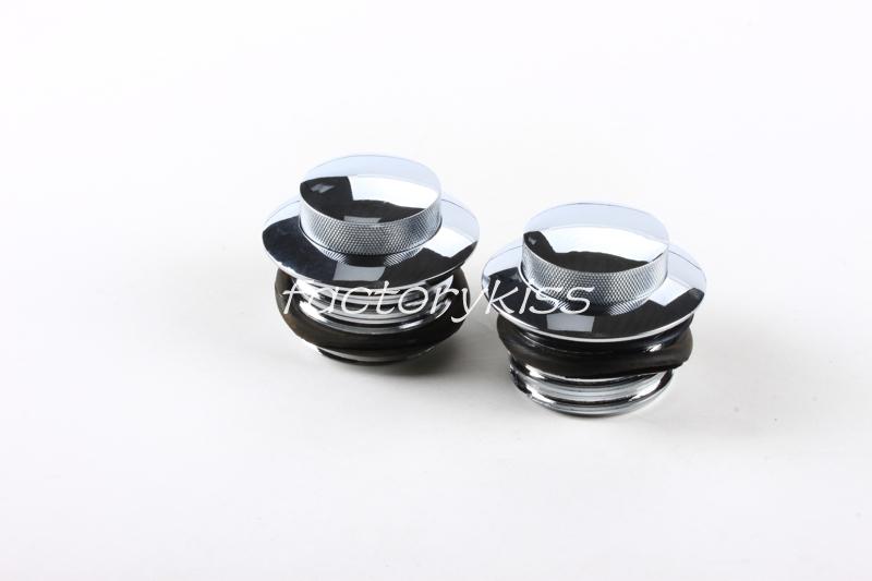 Harley 82 up screw type tank cap chrome gas fuel cap caps set