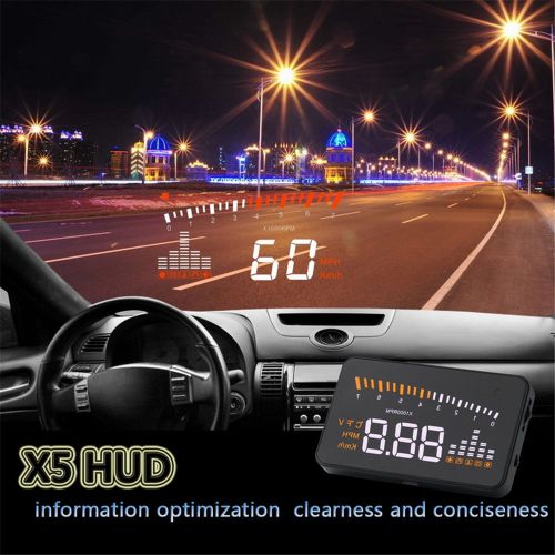 X5 universal car 3&#034; projector obd ii head up display speedometer speed warning