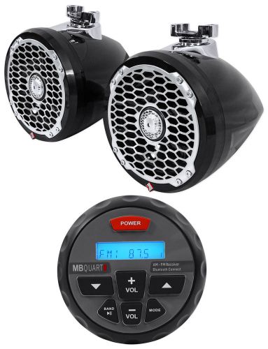 2) rockford fosgate pm2652w-mb 6.5&#034; 340w marine mini wakeboard speakers+receiver