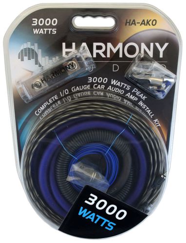 Harmony audio ha-ak0 car stereo 1/0 gauge 3000w amp amplifier install kit nickel