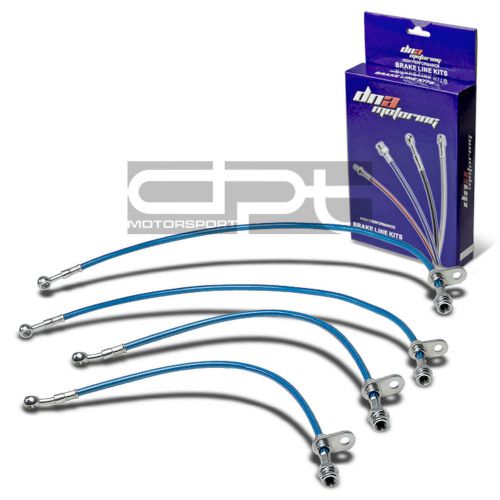 F+r stainless steel braided hose brake line for 02-05 honda civic si ep3 blue