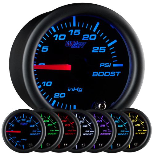 New! 52mm glowshift black 7 color led series turbo boost / vacuum gauge