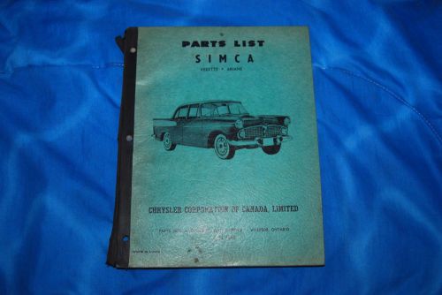 1959 simca parts catalogue vedette