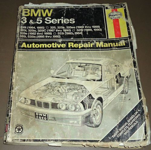 1984-92 haynes bmw 3 &amp; 5 series automotive repair manual 318i 325 325e 325i 533