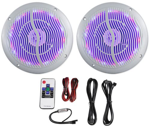 Rockville rmc65ls 6.5&#034; 600w 2-way silver marine speakers/multi color led+remote