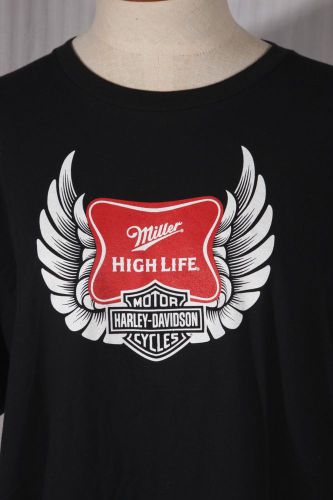 Miller high life beer/harley-davidson adult size xl extra large black t-shirt