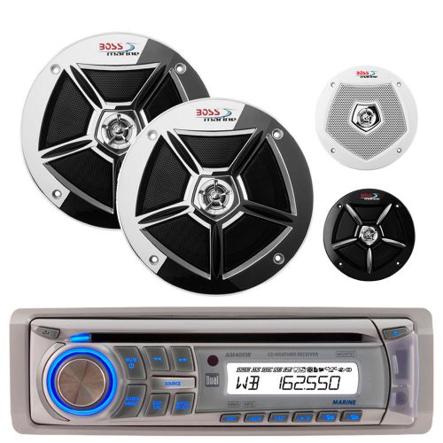 2 boss marine 6.5&#034; multi grill speakers, marine dual usb cd ipod am fm aux radio