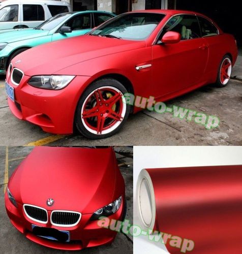 65ft x 5ft car metallic matte chrome red satin vinyl wrap vehicle sticker decal