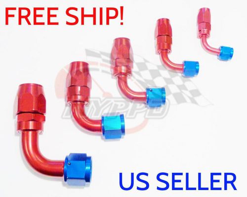 Nyppd swivel oil fuel/gas hose end fitting red/blue an-8, 90 degree 3/4 16 unf