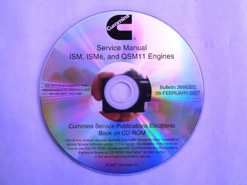 Cummins service manual ism isme and qsm 11 engines on cd