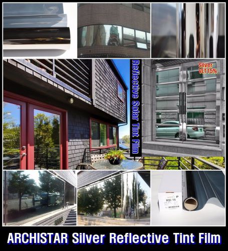 Size:20&#034;x33ft/silver reflex film/tint/window/2ply/vlt15%/glass/one way/archistar