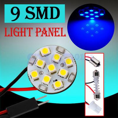 9 smd blue round light panel t10 ba9s festoon dome 9 led interior bulb