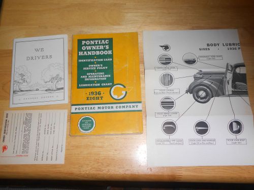 1936 pontiac 8 cyl models owner&#039;s manual set / original 4 pcs / guide book