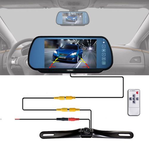 7&#034; lcd monitor/mirror car backup rear view camera parking reverse waterproof kit