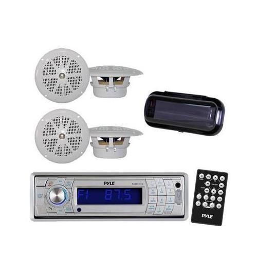 Marine boat detac face cd mp3 usb stereo &amp; wireless bluetooth +4 speakers /cover