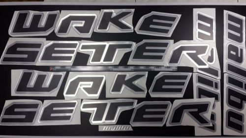 Malibu wakesetter boat emblem 77.7&#034; stickers set black chrome - adesivi barca -