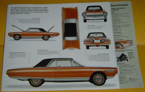 1963 chrysler gas turbine experimental car info/spec/photo 23x8