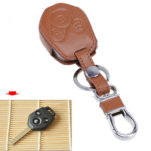 1x leather car auto remote key fob holder for subaru forester tribeca outback