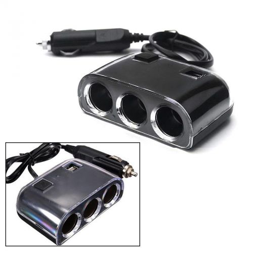 Car cigarette lighter 3 sockets splitter charger dc power adapter 2 usb port 3a