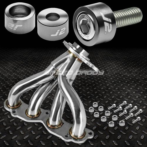 J2 for 02-06 rsx/dc5 base exhaust manifold 4-1 header+gun metal washer cup bolts