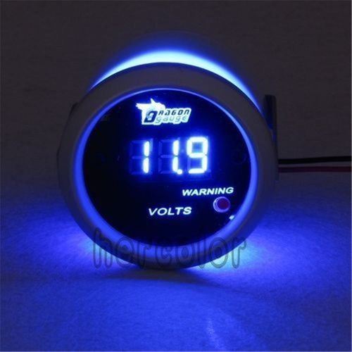 Universal 2&#034; 52mm blue digital led volt voltmeter gauge used to auto