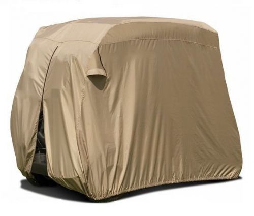 2 passenger golf cart car cover fits yamaha, ez-go, taylor dunn, club car taupe