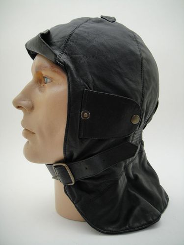 Unused leather helmet car convertible driving racing aviator club classic vtg