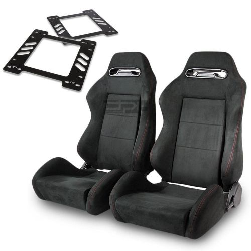 Type-r racing seat full black suede+silder/rail+for 78-88 monte carlo bracket x2