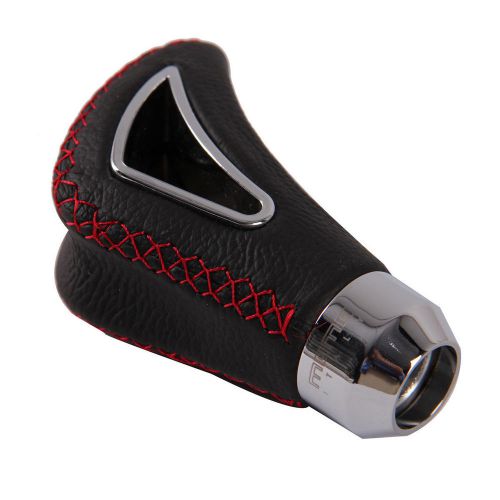 Universal auto car stick gear shifter knob cover black pu leather red stitched