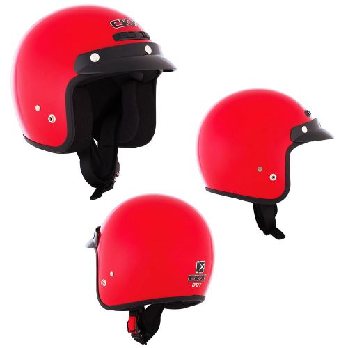 Motorcycle helmet open face scooter glossy red xsmall ckx vg-200 adult