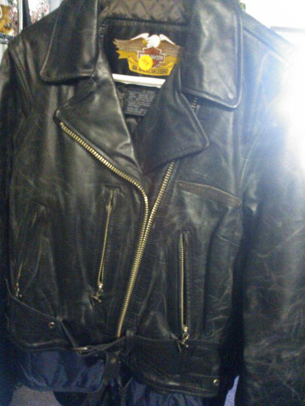  women's harley-davidson black leather jacket size sw