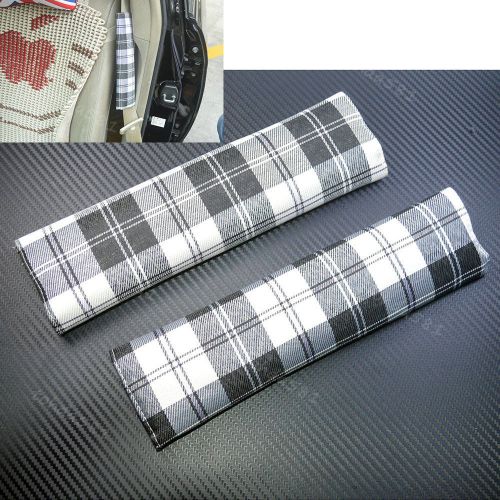 Universal black&amp;white color england grid car shoulder pads seat belt cushions