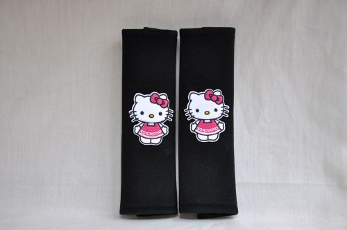 Pretty hello kitty black plush seat belt cover shoulder pad cushion pair