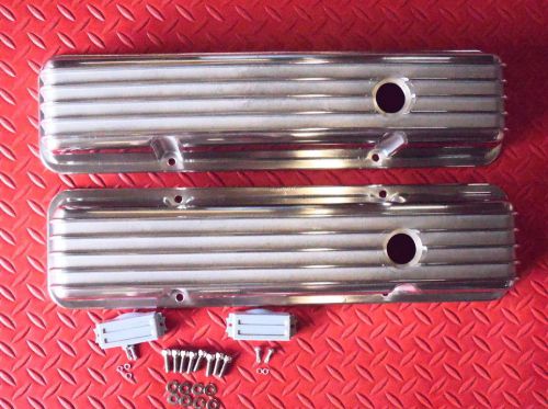 Aluminum finned polished tall valve covers chevrolet sbc 1958-86 283 305 327 350