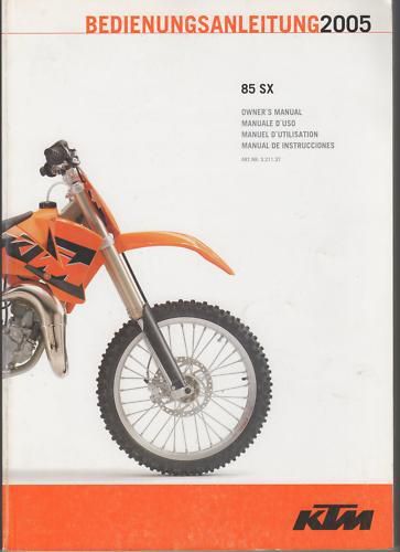 2005 ktm motorcycle 85 sx owners manual