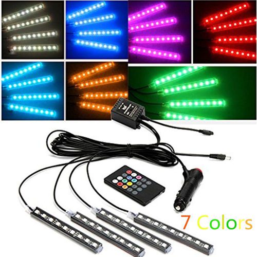 Interior 7 colors strip light underdash deco atmosphere lamp with sound active